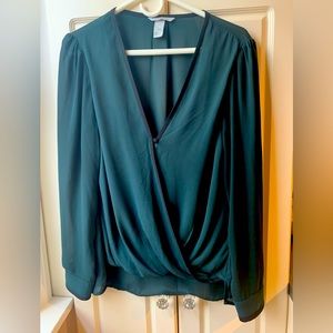 Dark green long sleeved blouse by H&M